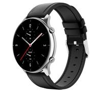 MoKo Strap Compatible with Amazfit Balance/Bip 5/GTR 2/2e/3/3 Pro/4/GTR 47mm/Cheetah Round/Pro/Stratos 2/3, 22mm Hybrid Leather Silicone Replacement Sport Watch Band for Men Women, Black
