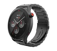 MoKo Strap Compatible with Amazfit Bip 5/Balance/GTR 4/GTR 3 Pro, 22mm Stainless Steel Replacement Watch Band Metal Wristband, Black