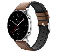 MoKo Strap Compatible with Amazfit Balance/Bip 5/GTR 2/2e/3/3 Pro/4/GTR 47mm/Cheetah Round/Pro/Stratos 2/3, 22mm Hybrid Leather Silicone Replacement Sport Watch Band for Men Women, Brown