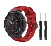MoKo Strap Compatible with Amazfit T-Rex/T-Rex Pro Smartwatch, Soft Silicone Replacement Sport Watch Band Waterproof Breathable Wristband with Screwdrivers, Red