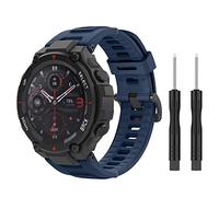 MoKo Strap Compatible with Amazfit T-Rex/T-Rex Pro Smartwatch, Soft Silicone Replacement Sport Watch Band Waterproof Breathable Wristband with Screwdrivers, Navy Blue