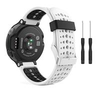 MoKo Strap Compatible with Garmin Forerunner 235, Soft Silicone Replacement Watch Band fit Forerunner 235 Lite/220/230/620/630/735XT Smart Watch - WHITE & BLACK