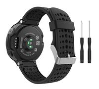 MoKo Strap Compatible with Garmin Forerunner 235, Soft Silicone Replacement Watch Band fit Forerunner 235 Lite/220/230/620/630/735XT Smart Watch - BLACK & BLACK