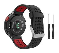 MoKo Strap Compatible with Garmin Forerunner 235, Soft Silicone Replacement Watch Band fit Forerunner 235 Lite/220/230/620/630/735XT Smart Watch - BLACK & RED