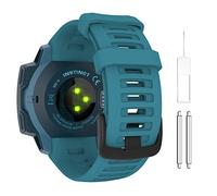 MoKo Strap Compatible with Garmin Instinct/Instinct Solar/Tactical/Instinct 2 GPS Smartwatch, 22mm Soft Silicone Sport Replacement Watch Band Wristband, Lakeside Blue