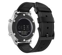 MoKo Strap Compatible with Samsung Galaxy Watch 3/45mm, 46mm/Gear S3 Frontier/Huawei Watch GT/GT2/GT 3/GT2 Pro/GT2e/Ticwatch Pro, 22mm Hybrid Leather Silicone Band, Black