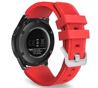 MoKo Strap Compatible with Samsung Galaxy Watch 3 45mm/Galaxy Watch 46mm/Gear S3 Frontier/Classic, 22mm Soft Silicone Replacement Sport Band for Men Women, Red