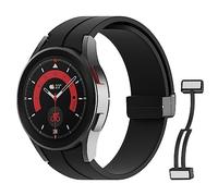 MoKo Strap Compatible with Samsung Galaxy Watch 7 FE 6 5 4 Strap 40mm 44mm/Watch 6 Classic 43mm 47mm/5 Pro 45mm/4 Classic 42mm 46mm, No Gap Magnetic Clasp Silicone Band, Black