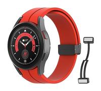 MoKo Strap Compatible with Samsung Galaxy Watch 7 FE 6 5 4 Strap 40mm 44mm/Watch 6 Classic 43mm 47mm/5 Pro 45mm/4 Classic 42mm 46mm, No Gap Magnetic Clasp Silicone Band, Red