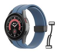 MoKo Strap Compatible with Samsung Galaxy Watch 7 FE 6 5 4 Strap 40mm 44mm/Watch 6 Classic 43mm 47mm/5 Pro 45mm/4 Classic 42mm 46mm, No Gap Magnetic Clasp Silicone Band, Blue
