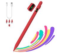 MoKo Stylus Pen for Touch Screen, Tablet Pen with Power Display, Active Universal Stylus Pen Compatible with iPad/iPhone/Samsung/Tablet Devices and Other iOS/Android Smartphone, Red