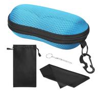 MoKo EVA Semi Hard Shell Sunglasses Case, Unisex Protective Eyeglass Case Glasses Case Holder with Metal Hanging Hook Mini Screwdriver for Men Women, Indigo
