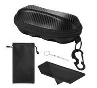 MoKo Sunglasses Case, Semi Hard Shell Unisex Protective Eyeglass Case PU Glasses Case Holder with Metal Hanging Hook Mini Screwdriver for Men Women, Black