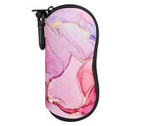 MoKo Sunglasses Soft Case Ultra Light Neoprene Zipper Eyeglass Case with Belt Clip, Cloudy Pink