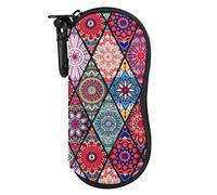 MoKo Sunglasses Soft Case Ultra Light Neoprene Zipper Eyeglass Case with Belt Clip, Rhombic Mandala