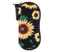 MoKo Sunglasses Soft Case Ultra Light Neoprene Zipper Eyeglass Case with Belt Clip, Sun Flower
