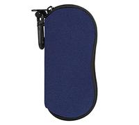 MoKo Sunglasses Soft Case Ultra Light Neoprene Zipper Eyeglass Case with Clip, Dark Blue