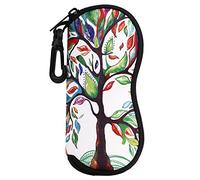 MoKo Sunglasses Soft Case, [Ultra Lightweight] Neoprene Zippered Eyeglass Storage Case with Belt Clip for Eyewear, Frames, Carrying Pouch Case Makeup Bag for Keys, Pencils, Cards - Lucky Tree