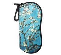 MoKo Sunglasses Soft Case, [Ultra Lightweight] Neoprene Zippered Eyeglass Storage Case with Belt Clip for Eyewear, Frames, Carrying Pouch Case Makeup Bag for Keys, Pencils, Cards - Almond Blossom