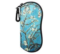 MoKo Sunglasses Soft Case, [Ultra Lightweight] Neoprene Zippered Eyeglass Storage Case with Belt Clip for Eyewear, Frames, Carrying Pouch Case Makeup Bag for Keys, Pencils, Cards - Almond Blossom