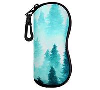 MoKo Sunglasses Soft Case, [Ultra Lightweight] Neoprene Zippered Eyeglass Storage Case with Belt Clip for Eyewear, Frames, Carrying Pouch Case Makeup Bag for Keys, Pencils, Cards - Ink Forest