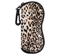 MoKo Sunglasses Soft Case, [Ultra Lightweight] Neoprene Zippered Eyeglass Storage Case with Belt Clip for Eyewear, Frames, Carrying Pouch Case Makeup Bag for Keys, Pencils, Cards - Leopard