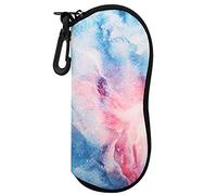 MoKo Sunglasses Soft Case, [Ultra Lightweight] Neoprene Zippered Eyeglass Storage Case with Belt Clip for Eyewear, Frames, Carrying Pouch Case Makeup Bag for Keys, Pencils, Cards - Dreamy Nebula