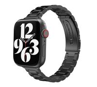MoKo Thin Band Compatible Apple Watch Ultra2 Band 49mm 46mm 45mm 44mm 42mm,Slim Stainless Steel Wristband Metal Replacement Adjustable Strap for iWatch Ultra Series 10 9 8 7 6 5 4 3 2 1 SE, Black