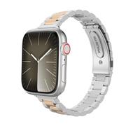 MoKo Thin Band Compatible with Apple Watch Ultra 2 Band 49mm 45mm 44mm 42mm,Slim Stainless Steel Wristband Metal Replacement Adjustable Strap for iWatch Ultra 2 1 Series 9 8 7 6 5 4 3 2 1 SE,SilverRgd