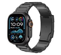 MoKo Titanium Band Compatible with Apple Watch Ultra2 Strap 49mm 46mm 45mm 44mm 42mm,Metal Replacement Watch Band with Double Push-Button Clasp for iWatch Ultra SE2 SE Series 10 9 8 7 6 5 4 3 2 1,Bk