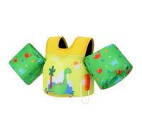 MoKo Toddler Swim Vest for Kids, Arm Floaties for Toddler 20-50 lbs, Water Wings with Emergency Whistle, Cute Arm Band Pool Floaties Swim Training Equipment for Pool, Yellowish Green Dinosaur
