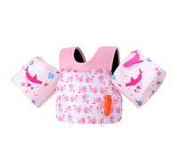 MoKo Toddler Swim Vest for Kids, Arm Floaties for Toddler 20-50 lbs, Water Wings with Emergency Whistle, Cute Arm Band Pool Floaties Swim Training Equipment for Beach, Pool, Pink Whale