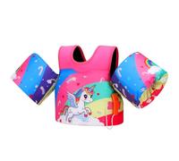 MoKo Toddler Swim Vest for Kids, Arm Floaties for Toddler 20-50 lbs, Water Wings with Emergency Whistle, Cute Arm Band Pool Floaties Swim Training Equipment for Beach, Pool, Pink Rainbow Unicorn