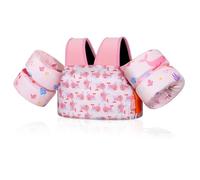 MoKo Toddler Swim Vest for Kids, Swim Arm Floaties 22-66lbs Cartoon Swimming Water Wings Pool Float Vests Sleeves Shoulder Straps Arm Band for Children Learn to Swim, Pink Whale