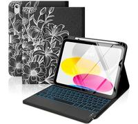 MoKo Touch Keyboard Case for iPad (A16) 11th/10th Gen, Line Flower