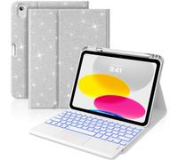MoKo Touch Keyboard Case for iPad (A16) 11th/10th Gen, Shiny Silver