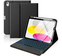 MoKo Touch Keyboard Case for iPad (A16) 11th Generation 11 inch 2025, iPad 10th Generation 10.9 inch Case with Pencil Holder, 7 Colors Backlit Multi-TrackPad Bluetooth Keyboard, Black