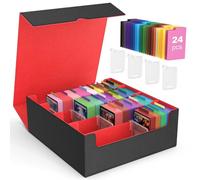 MoKo Trading Card Storage Box, 3000+ MTG Deck Box with 24 Colorful Dividers & 4 Card Supporters, Commander Card Deck Case Fits for Magic Game Cards, YugiOh, TCG, PTG and Sport Cards, Black Red