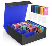 MoKo Trading Card Storage Box, 3000+ MTG Deck Box with 24 Colorful Dividers & 4 Card Supporters, Commander Card Deck Case Fits for Magic Game Cards, YugiOh, TCG, PTG and Sport Cards, Black Blue