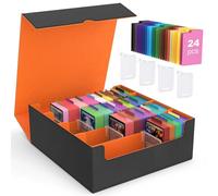 MoKo Trading Card Storage Box, 3000+ MTG Deck Box with 24 Colorful Dividers & 4 Card Supporters, Commander Card Deck Case Fits for Magic Game Cards, YugiOh, TCG, PTG and Sport Cards, Orange