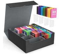 MoKo Trading Card Storage Box, 3000+ MTG Deck Box with 24 Colorful Dividers & 4 Card Supporters, Commander Card Deck Case Fits for Magic Game Cards, YugiOh, TCG, PTG and Sport Cards, Black Gray