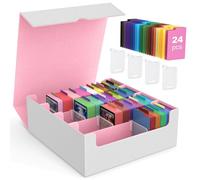 MoKo Trading Card Storage Box, 3000+ MTG Deck Box with 24 Colorful Dividers & 4 Card Supporters, Commander Card Deck Case Fits for Magic Game Cards, YugiOh, TCG, PTG and Sport Cards, White+Pink