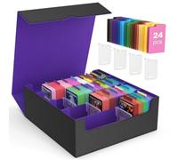 MoKo Trading Card Storage Box, 3000+ MTG Deck Box with 24 Colorful Dividers & 4 Card Supporters, Commander Card Deck Case Fits for Magic Game Cards, YugiOh, TCG, PTG and Sport Cards, Black Purple