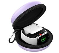 MoKo Travel Case Compatible with Apple Watch Series 10/9/8/7/6/5/4/3/2/1/SE, Portable Protective Travel Storage Bag Fit iWatch Stand and Airpods 2 & 1 Charging Case Station Dock,Taro Purple