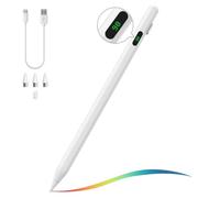 MoKo Universal Capacitive Stylus Pencil for Touch Screen, White | Fast Charging, Power Display, Compatible with Apple iPad/iPhone/Samsung/Lenovo, iOS Android Tablets & All Smartphones