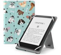 MoKo Universal Case for 6",6.8",7" eReaders Fire Tablet- Kindle/Kobo/Voyaga/Lenovo/Sony E-Book, Lightweight PU Leather Folio Shell Cover Case, with Hand Strap/Kickstand, Multiple Dog