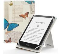 MoKo Universal Case for 6",6.8",7" eReaders Fire Tablet, Kindle/Kobo/Voyaga/Lenovo/Sony E-Book Tablet, Lightweight PU Leather Folio Shell Cover Case, with Hand Strap/Kickstand, Vintage Butterfly