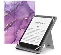 MoKo Universal Case for 6",6.8",7" eReaders Tablet- Kobo/Voyaga/Lenovo/Sony E-Book Tablet, Lightweight PU Leather Folio Shell Cover Case with Hand Strap/Kickstand,Purple Gold Marble
