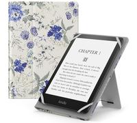 MoKo Universal Case for 6",6.8",7" Kindle eReaders Fire Tablet- Kobo/Voyaga/Lenovo/Sony Kindle E-Book Tablet, Lightweight PU Leather Folio Shell Cover Case, with Hand Strap/Kickstand, WhiteBlue Floral