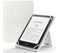 MoKo Universal Case for 6-7" eReaders - Compatible with Kindle, Kobo, Voyaga, Lenovo, Sony E-Book Tablet - PU Leather Folio Shell Cover with Hand Strap, Kickstand in Glitter White